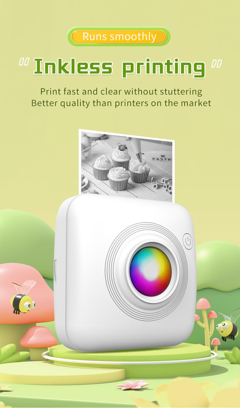 Mini Printer: Inkless Wireless Portable Design, Supports Photos Text Web Pages Bills, Perfect for Instant Printing Anytime Anywhere