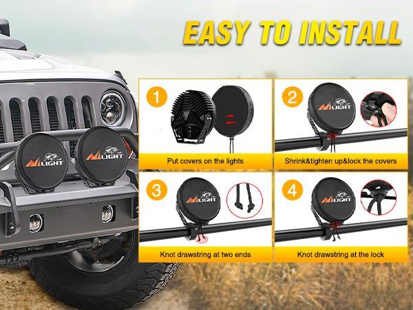 Nilight 9inch Round Offroad Driving Pod Light Cover, 9.25 Inch Diameter Black Leather Protective Cover for Auxiliary Ditch Fog Bumper Headlight on Jeep Truck SUV ATV UTV Tractor Car Accessories Automotive dealsforyoudays