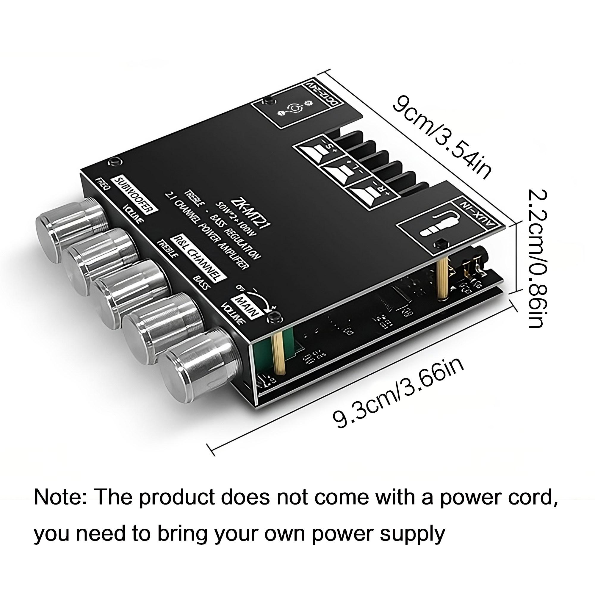 BT Amplifier Board,50W+50W+100W 2.1 Channel Subwoofer Amp Board with Treble/Bass/Sub Control,DC 9-24V, Bluetooth and AUX Inputs, DIY Wireless Speakers AMP Board