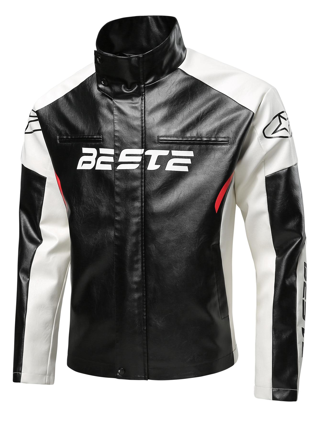 Men's PU Leather Motorcycle Jacket, Windproof Waterproof Warm Slim Fit,Comfortable Durable,Fashionable Knight Wear for Fall & Winter