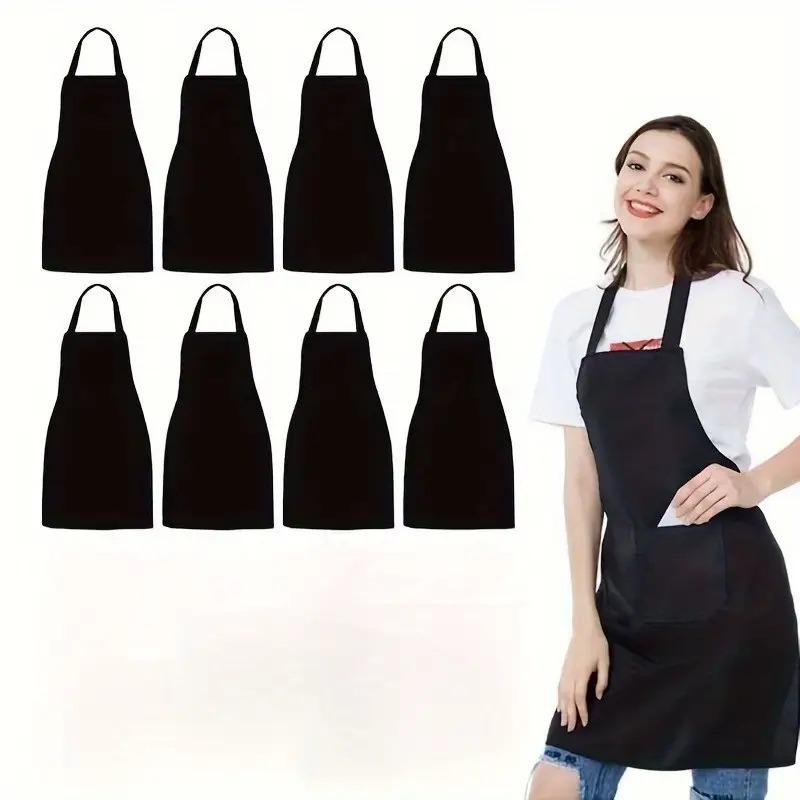 of 2 Durable Polyester Adjustable Neck Aprons with 2 Large Pockets - Neutral Color, Perfect for Cooking, Grilling, Barbecuing, Christmas Crafts, Machine Washable, Kitchen Cooking Aprons, Grilling Aprons | Adjustable Aprons | Polyester Aprons