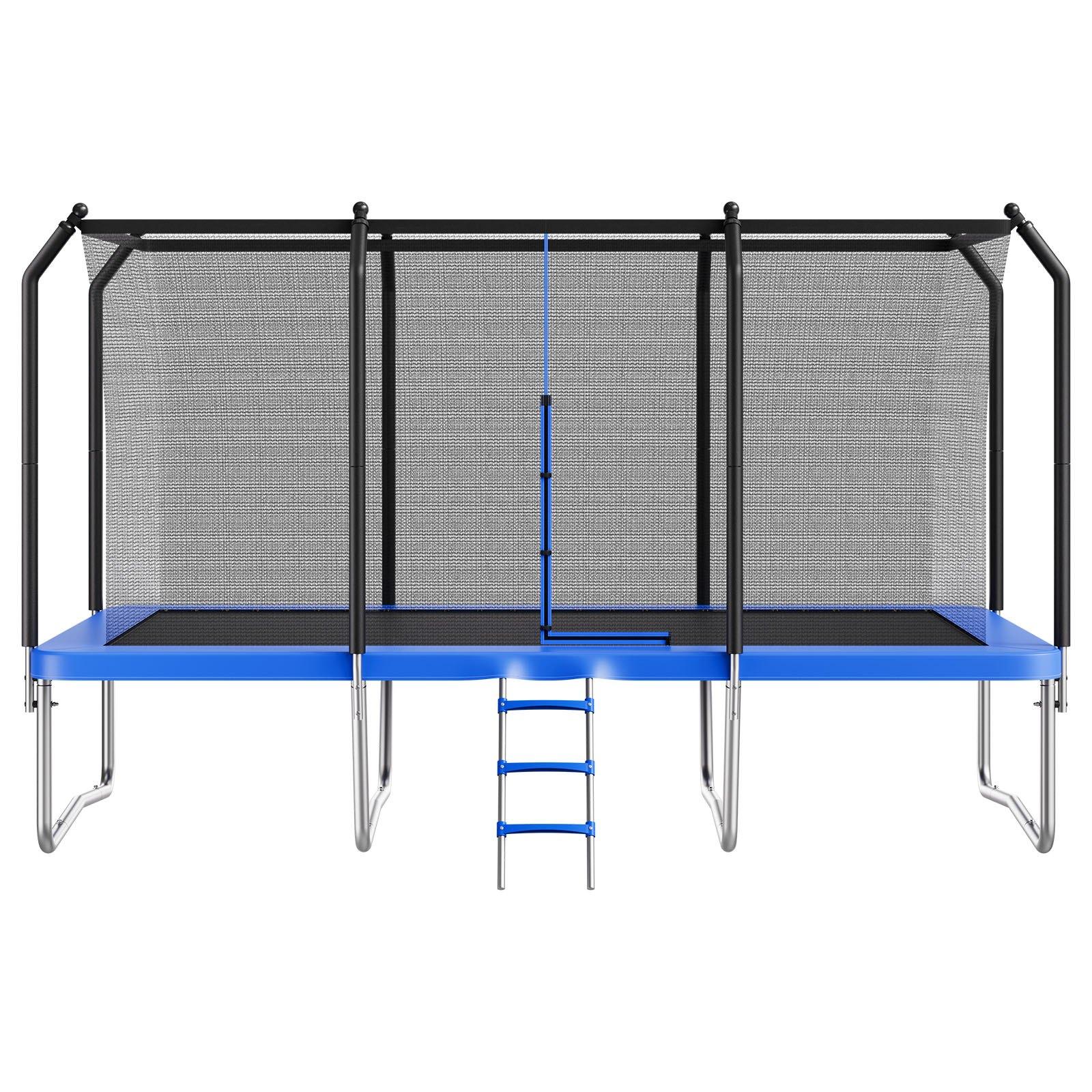 VEVOR Outdoor Trampoline, 8 x 14FT Rectangle Trampoline, ASTM Approved  Recreational Trampolines with Enclosure Net, Max 265 lbs Weight Capacity, Anti-Rust Rectangular Trampolines for Kids & Adults