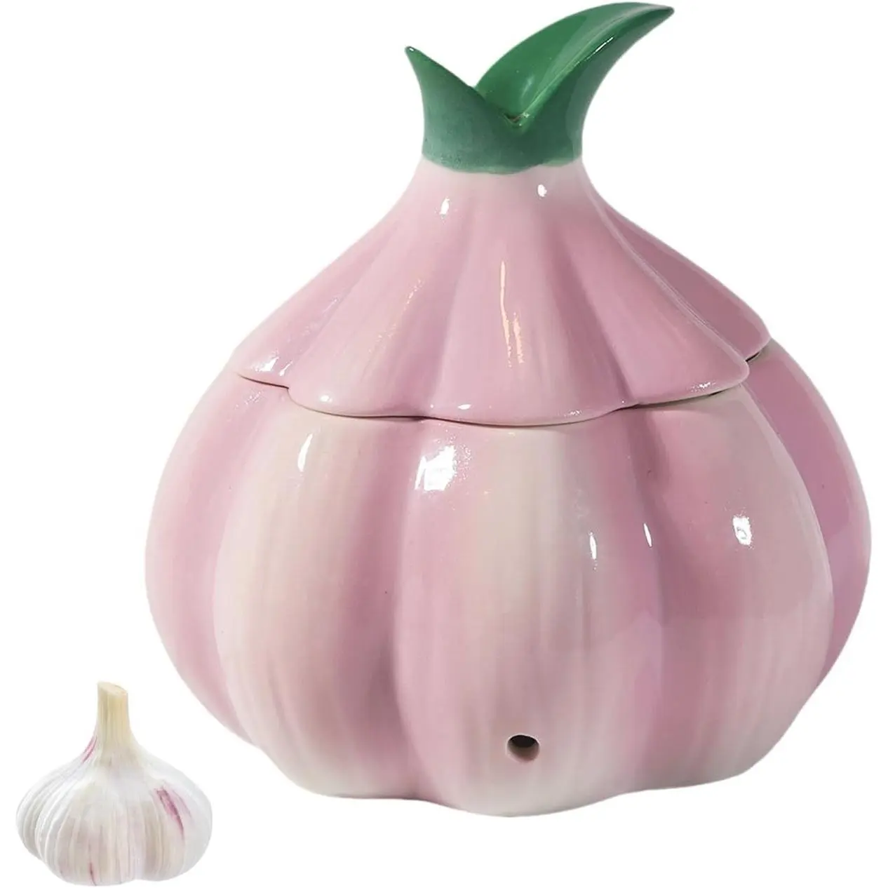 Garlic Keeper for Counter，with Lid and Holes GarlicSaver,Garlic Holder Storage Container toKeep(purple)