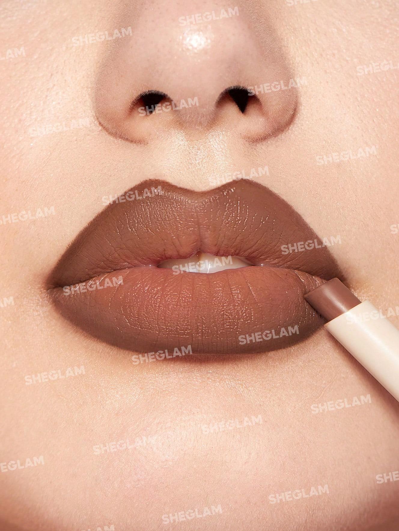 SHEGLAM GLAM 101 Lipstick & Liner Duo-DEEP CARAMEL Matte Nude Makeup Lipliner-Effortlessbeauty