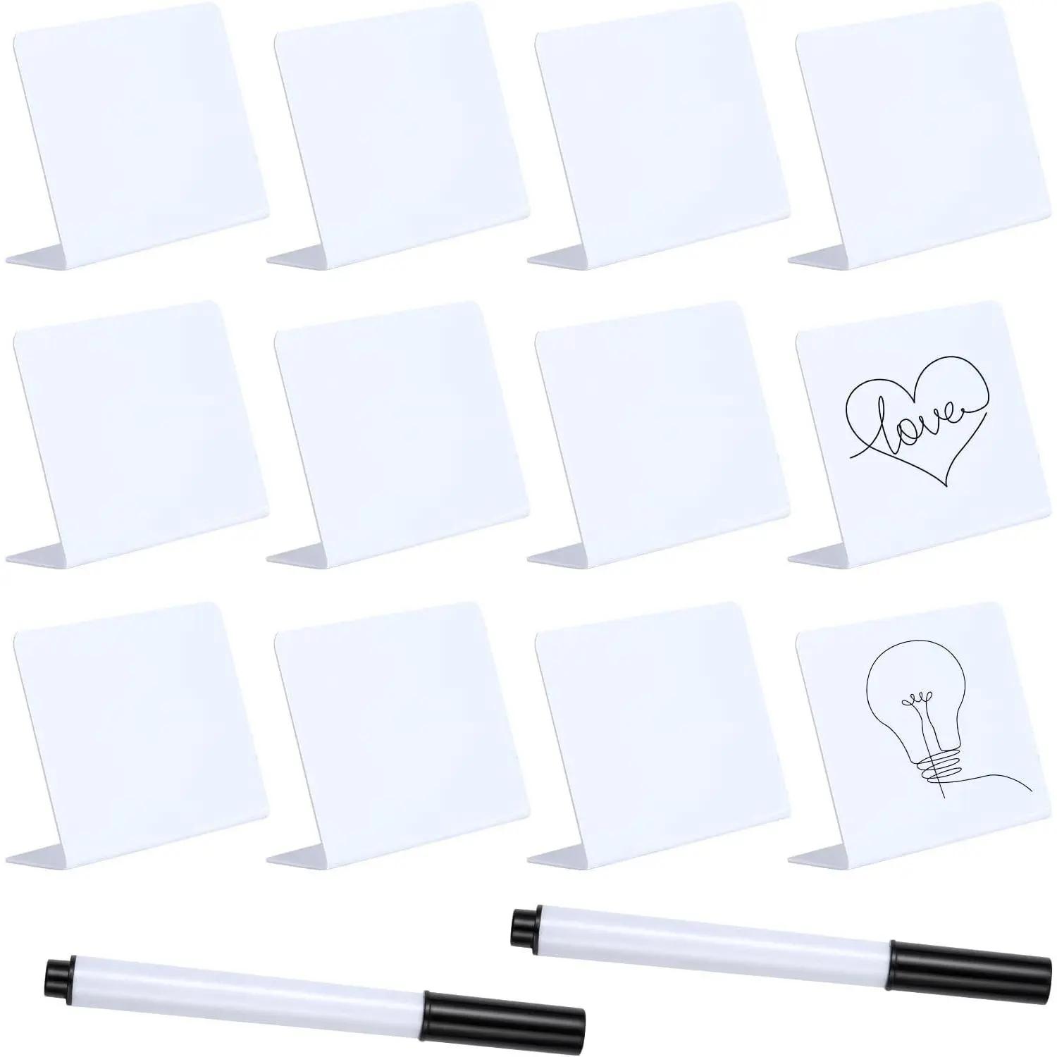12pcs 4x3inch Small Chalkboard Message Sign, Small Chalkboard Signs with 2pcs Erasable Marker Pen, Food Labels for Party Buffet Wedding Birthday Baby Shower (White)