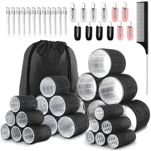 Hair Curlers & Clips Set, 50pcs/set Including 24 Rollers & 24 Clips - Heatless Hair Styling Tools for Long, Medium & Short Hair - Lightweight Curly Hair Products, Heatless Curls, Heatless Styling Kit & Hair Curling Rods