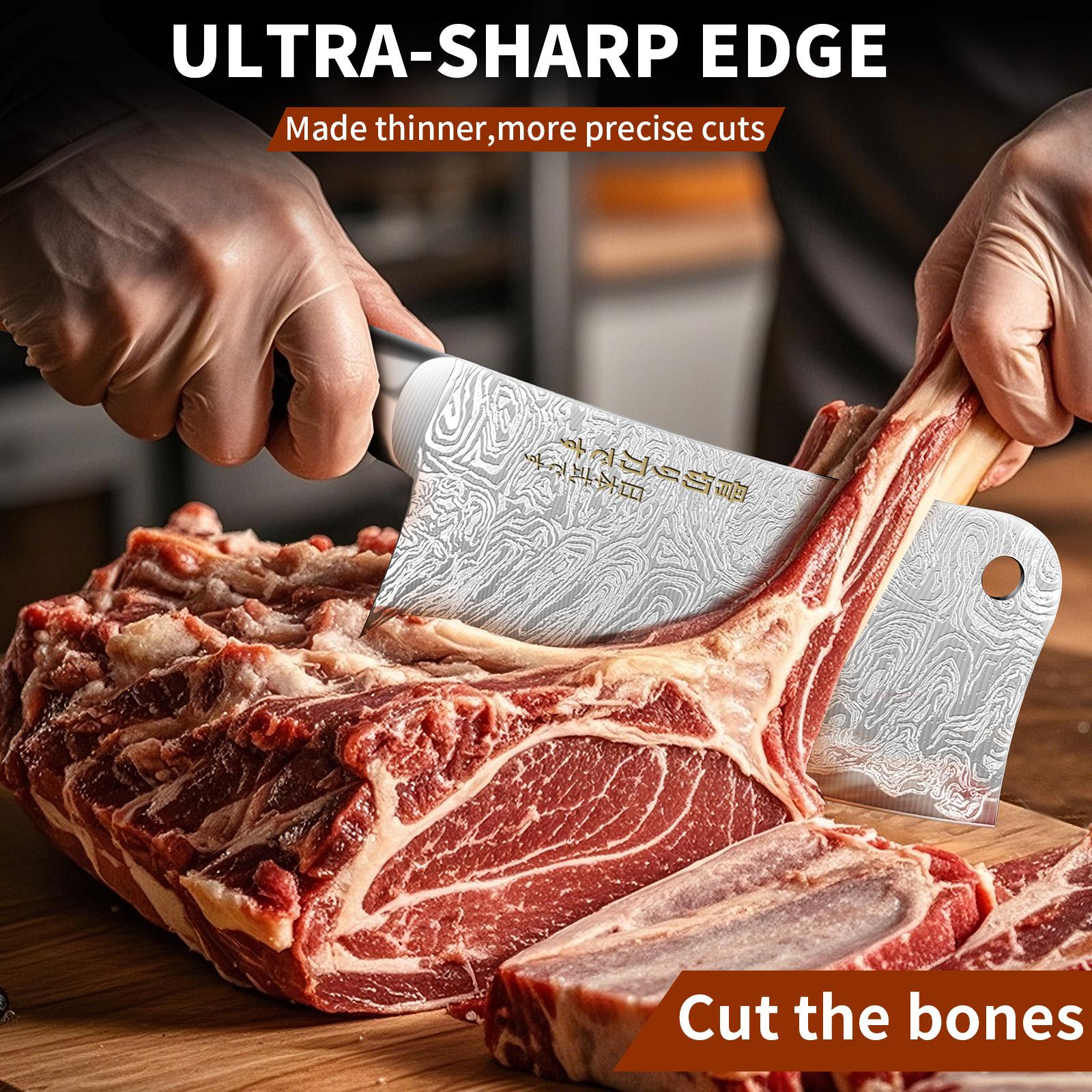 Japanese All Steel Kitchen Knives Block Set, Sharp Blade Chef Knife with Imitation Wooden Handle, Professional Cutting Tool for Bone, Meat, Fish, Vegetables. Ideal Chef Christmas Gift.