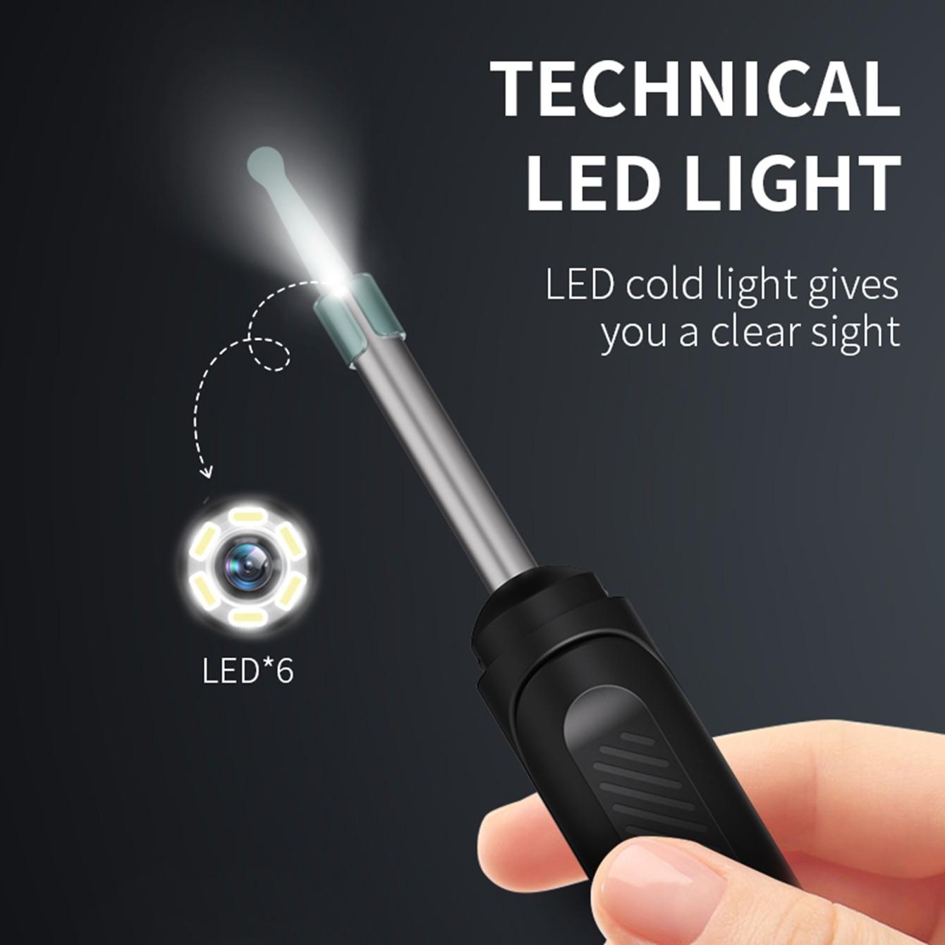 Ear cleaning tool | Visual ear pick, Ear Cleaner Camera, with 5 replaceable silicone soft tips, USB charging cable, a good gift