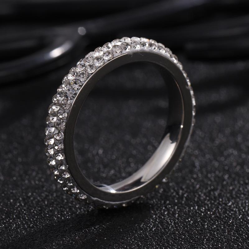 Titanium steel ring for women, niche high-end five-row ceramic full-diamond ring, stainless steel jewelry