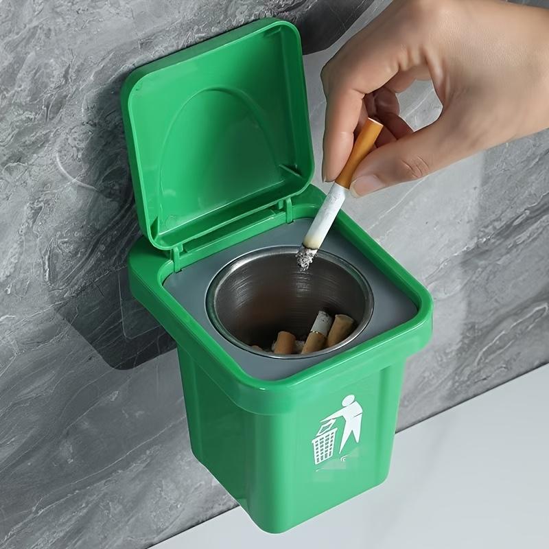 Stainless Wall-Mounted Ashtray with Lid - Heavy-Duty Anti-Spill Butt, Modern Irregular Design for /Outdoor Use - Smoke-Free Toilet, Balcony, Ash Tray - Easy Installation, No Table-Sitting Cigarettes