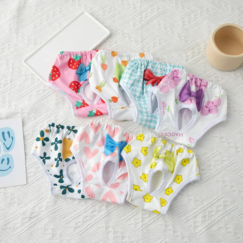Source factory pet physiological pants, pet clothing, dog physiological pants, cute printed physiological pants for puppies