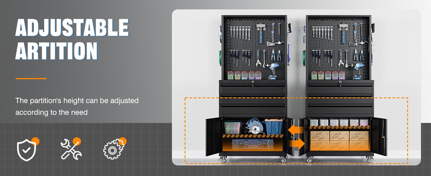 Yizosh Metal Garage Storage Cabinet with Wheels,3-Drawer Rolling Tool Cabinet with 2 Door and Adjustable Shelves,- 71" Steel Tool Cabinet for Warehouse,Garage,Workshop Yizosh Metal Garage Storage Cabinet with Wheels,3-Drawer Rolling Tool Cabinet with 2 Door and Adjustable Shelves,- 71" Steel Tool Cabinet for Warehouse,Garage,Workshop