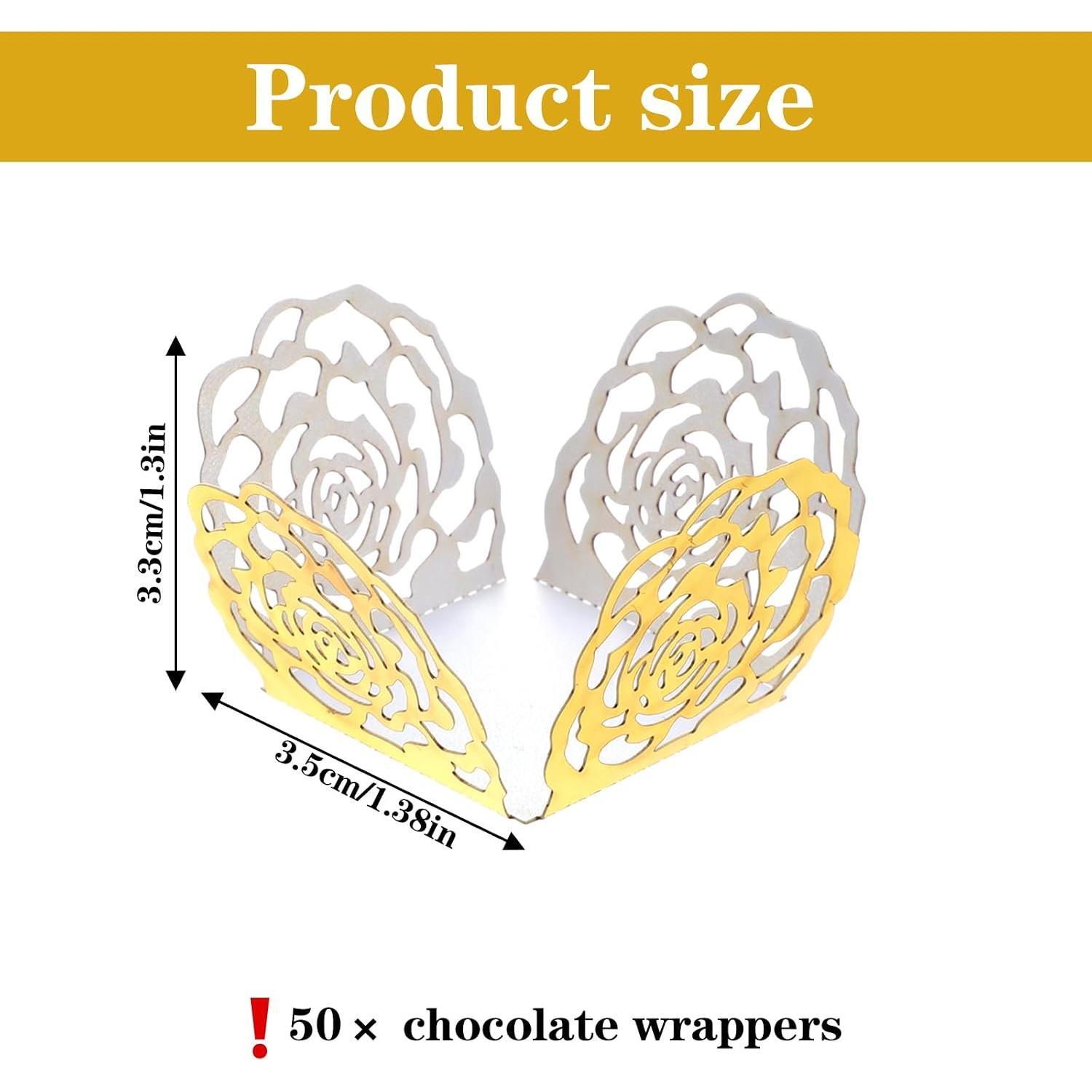 50 count 1.38 x 1.38 Inch Truffle Wrappers, Mini  Candy Cups | Greaseproof, Disposable Small Floret Paper Baking Liners, for Cupcakes, Muffins, Birthday, Wedding Decor