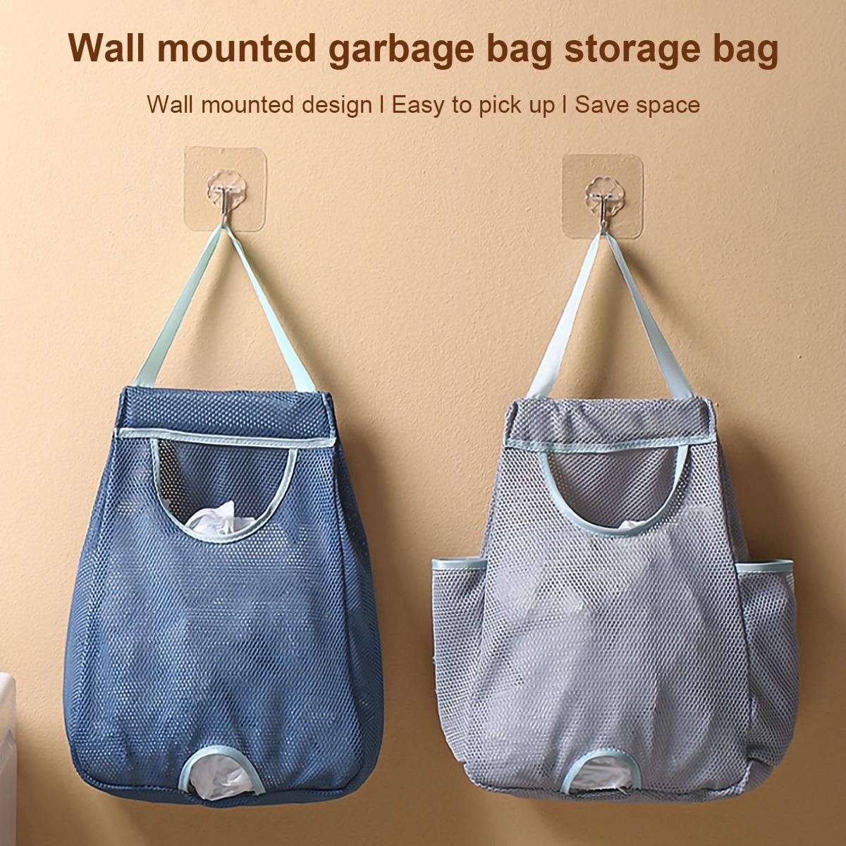 1pc Wall-mounted Trash Bag Storage Organizer Box, Washable Mesh Storage Bag, Plastic Bag Storage, Home, Kitchen Supplies/Storage Supplies/Kitchen Storage Equipment and Storage/Kitchen Storage Accessories/Trash Bag Storage