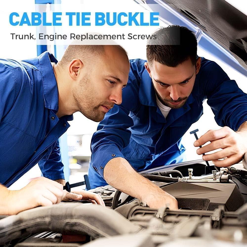 Upgrade Nylon Universal Cable Tie Buckle, for Car Fender Trunk Bumper Repair, Home & Garage Patent Pending, 2026 New Heavy Duty Self-Locking Zip Ties Holder with Pin Button Design