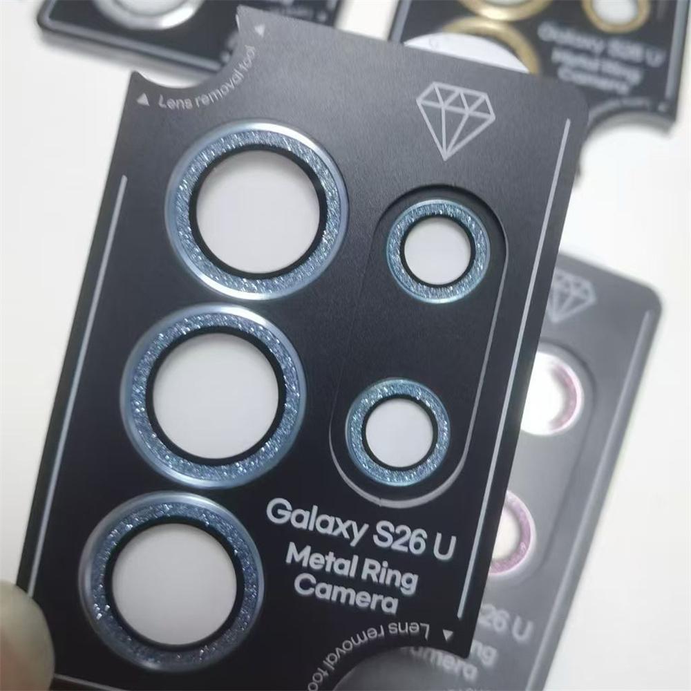 Glitter Bling Metal Lens Ring Glass for Samsung Galaxy S26 S25 S24 Ultra Camera Lens Protector Covers on Galaxy S26 S25 S24 Plus
