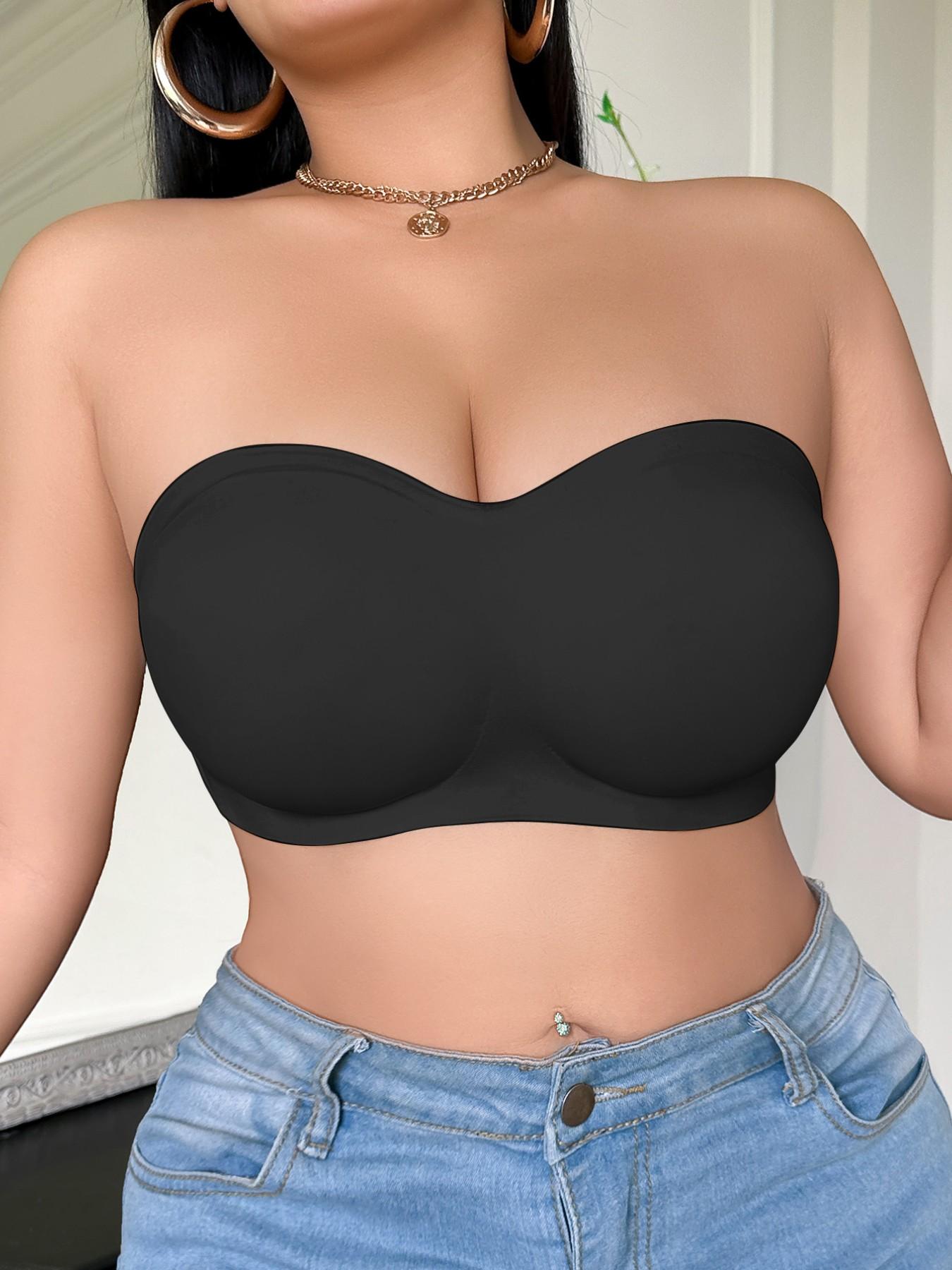 Women's Plus Size Wireless Strapless Bra, Elegant Breathable Bra, Soft Breathable Design, All-Day Support, Perfect Daily Wear, 1 Piece Pack