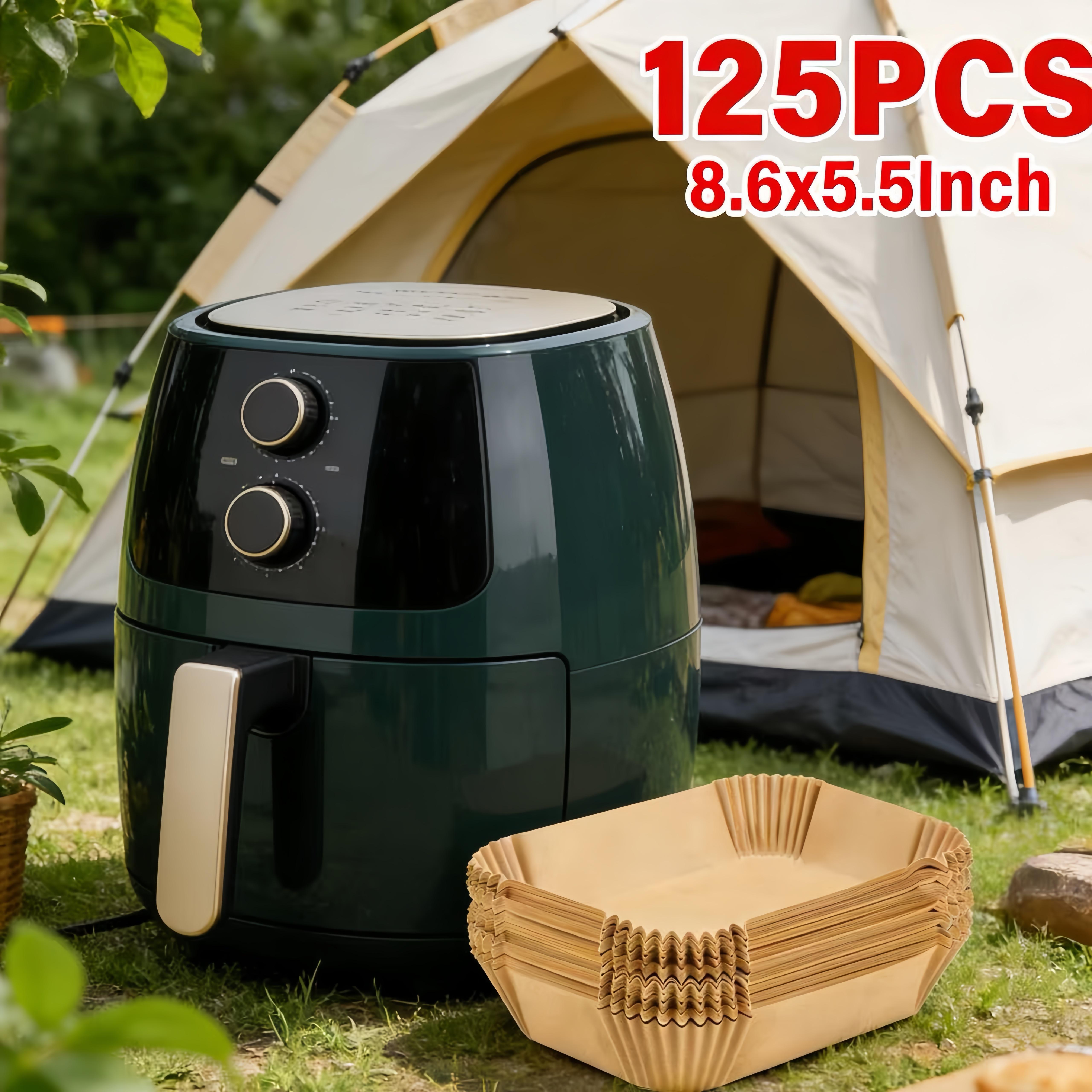 8.6x5.5 inch rectangular air fryer liners, rectangle dual basket parchment paper, ninja dual zone fryer pads, disposable unbleached sheets, non stick greaseproof liner, heat resistant baking paper, fryer basket inner mat for homemade snacks fried foods