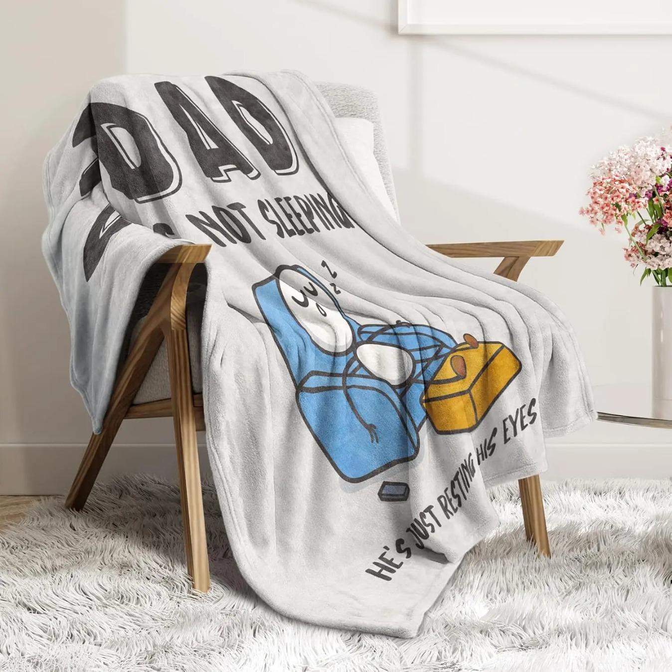 Funny Christmas Birthday Gifts for Dad Husband Dad is Not Sleeping Blanket Super Soft Flannel Throw Blanket for Couch and Napping, Dad Gifts from Daughter Son, Christmas Gifts, Birthday Gifts, Father’s Day Gift, Cozy Home Decor TikTok Made Me Buy It