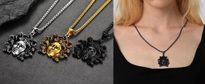 FaithHeart Medusa Necklace Ancient Greek Medusa Jewelry For Unisex Stainless Steel