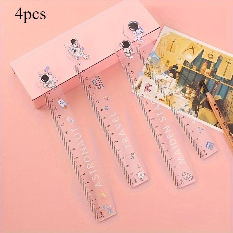 Transparent Astronaut Cartoon Ruler Set, Cute Measuring Tool for School Home Office Use, 1/4/8 PCS Pack, Ideal Gift for Kids and Adults