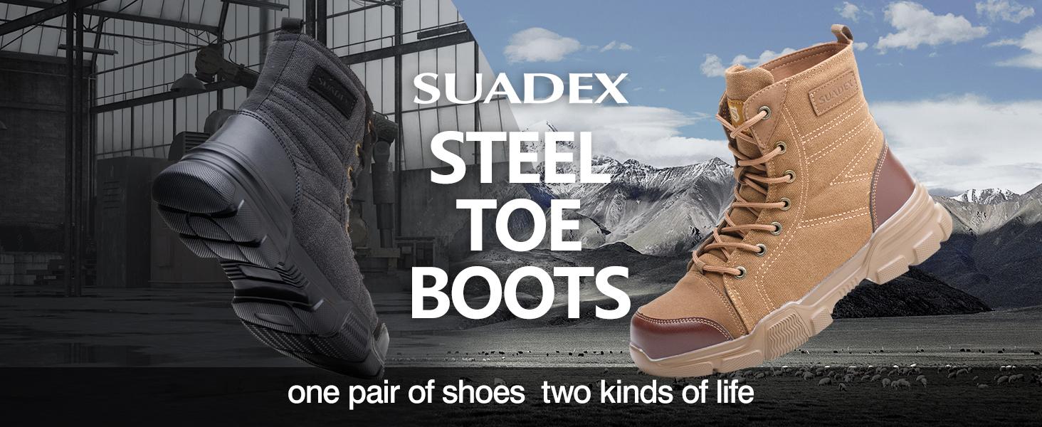 SUADEX Steel Toe Boots Military Safety Boots Lightweight Breathable Work Boots Closed Boy