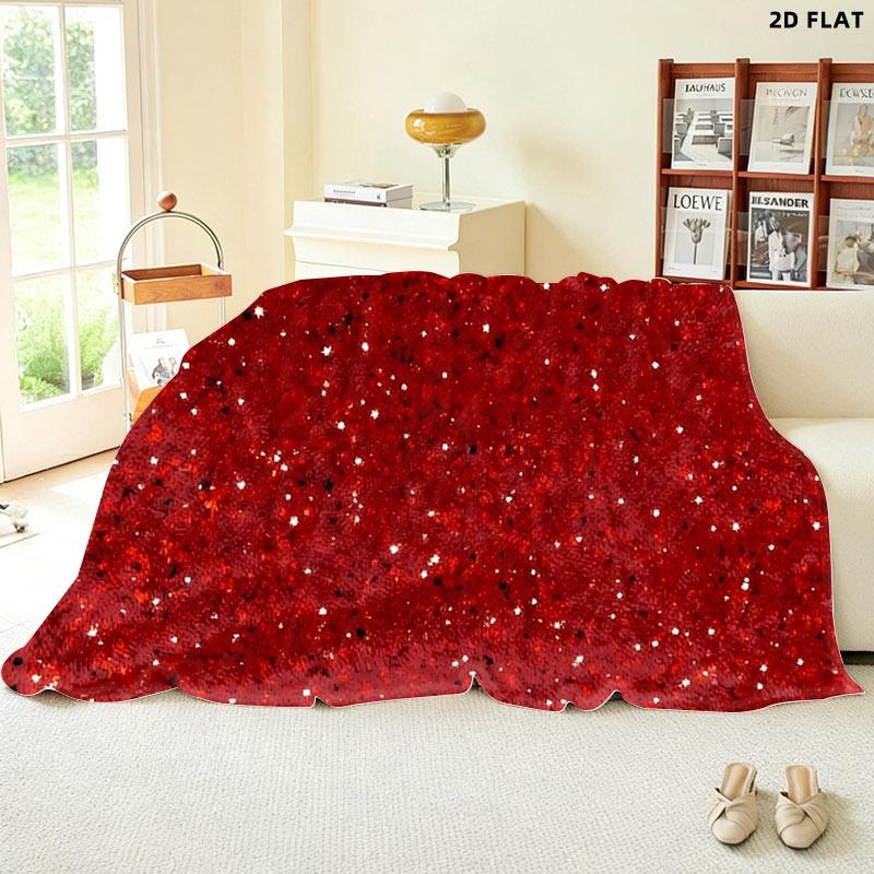 Sparkling Red Speckled Throw Blanket, Single - sided Printed, Multiple Specifications Available, Glittery Fabric Material, Ideal for Nap/Relaxation Scenes, Eye - catching & Vibrant Design