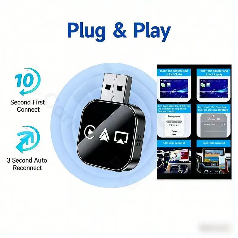 Wireless Carplay Adapter, 3-In-1 USB A/c Android Car System Bluetooth-compatible Video Box, Screen Mirroring for iOS Phone, Car Play Accessory for iPhone