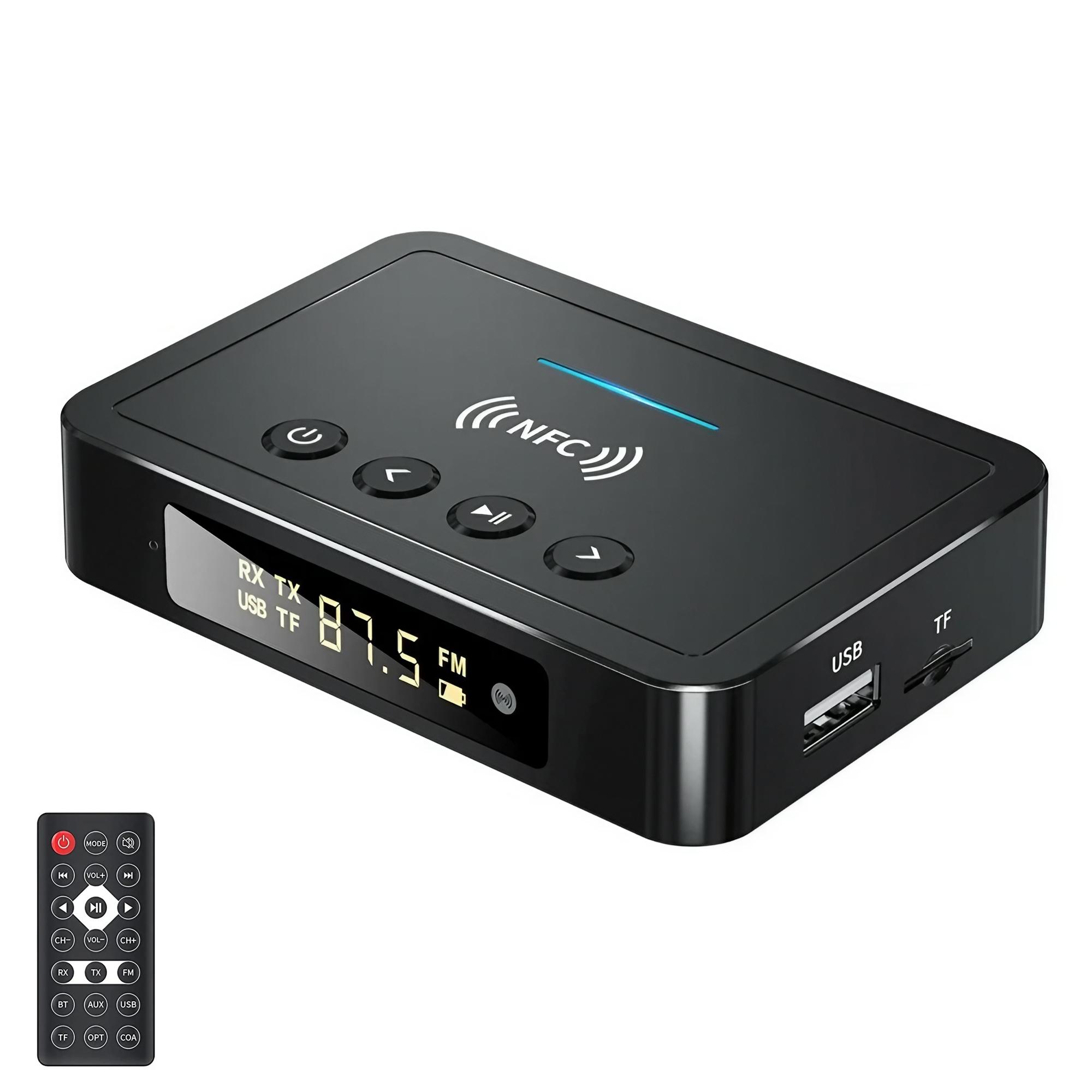 BT 5.0 Wireless Audio Adapter Triple Function, Multifunctional Transmitter Receiver for AUX RCA Optical USB Connection, HiFi Stereo Music Converter, Essential Streaming Device for Home Theater Car Audio