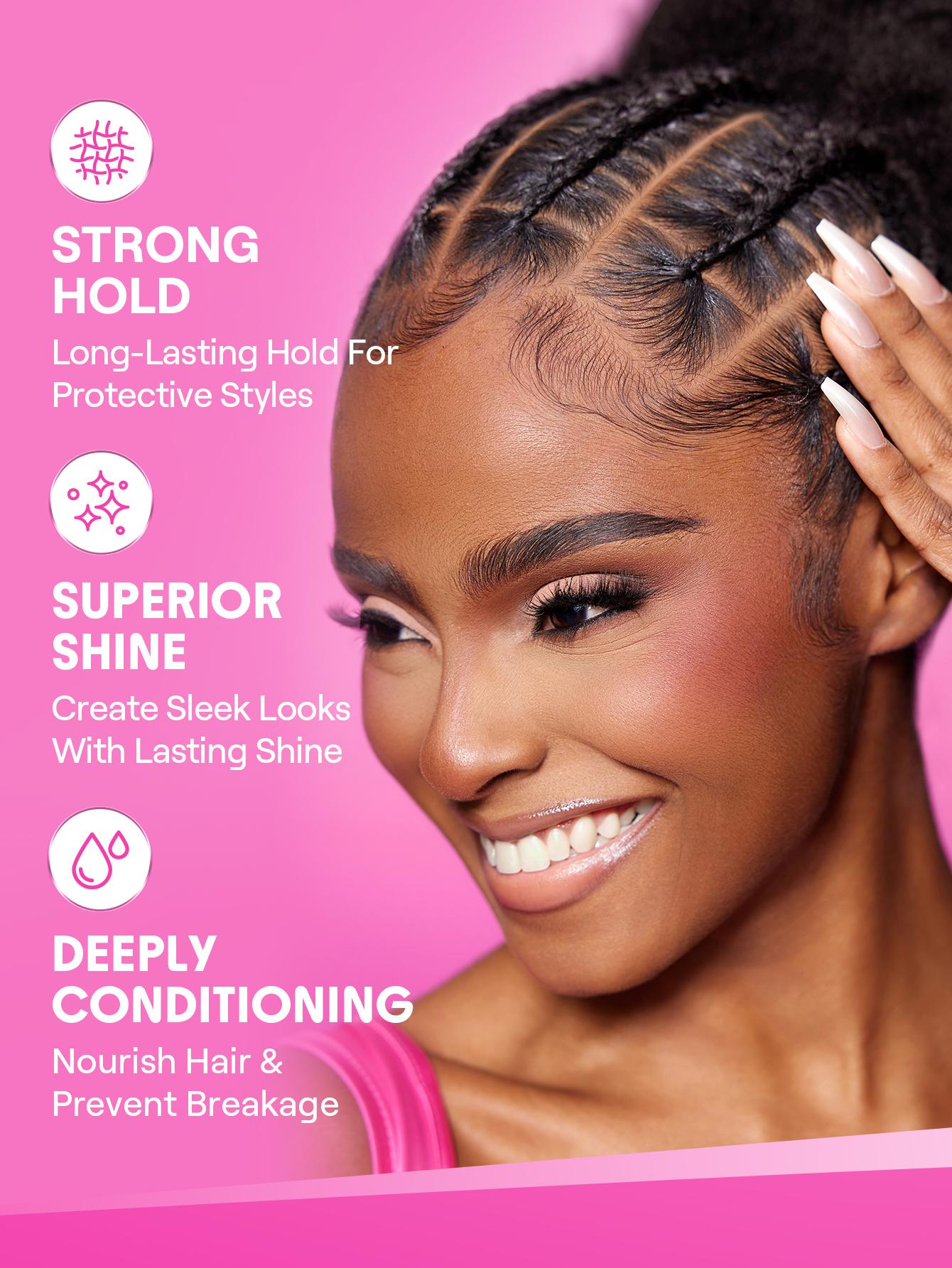 SHEGLAM HAIR Locked in Strong Hold Twist & Braid Gel,Wax Strong Hold Non-Greasy Hair Styling Gel,No Flake No Whitening & Water Resist Ant,Yummy Cranberry Scent,Enriched With Castor Oil,Coconut Oil And Shea Butter-Effortlessbeauty-Hairhack- Coachella