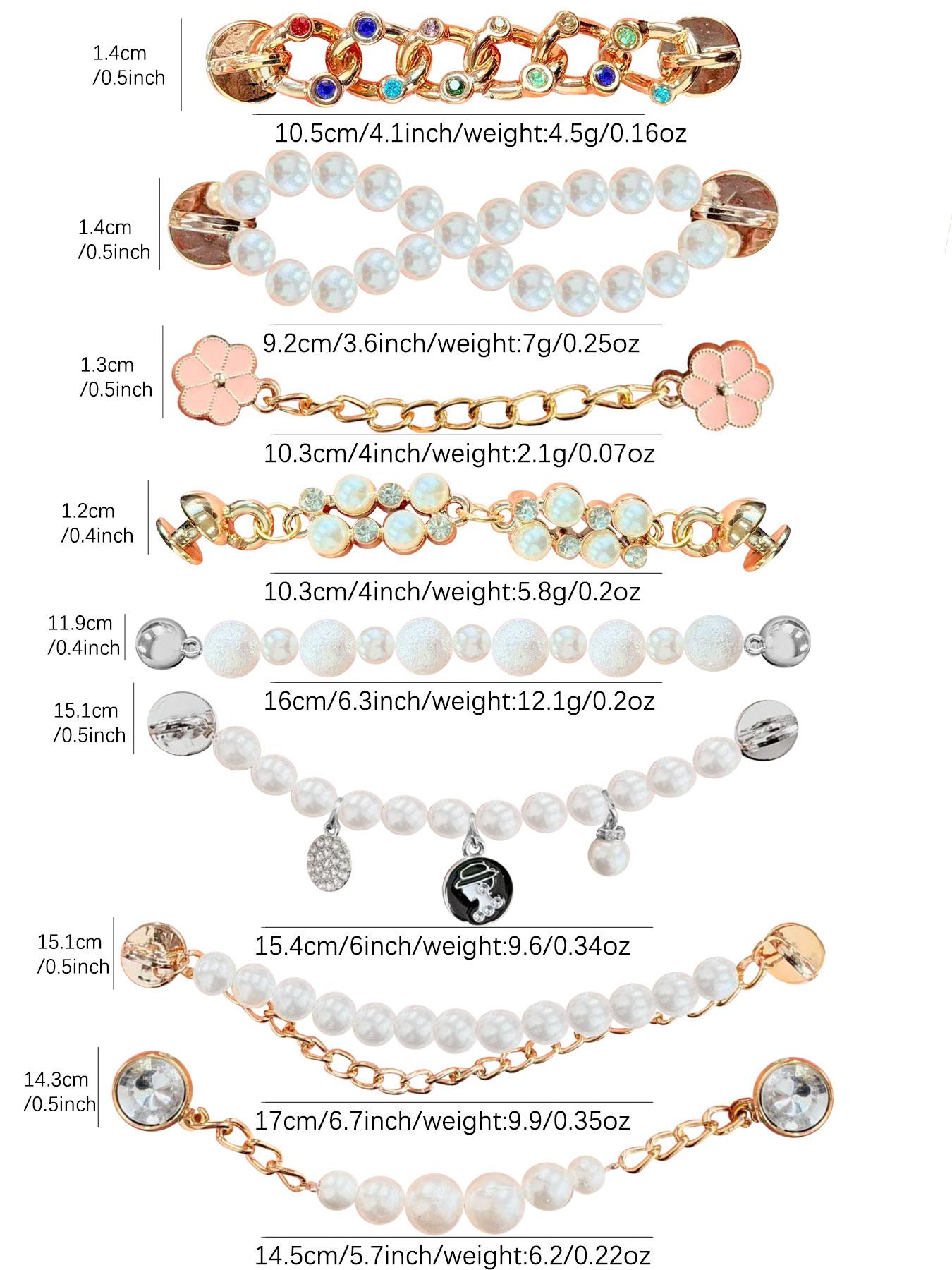 2 Piece Pearl Rhinestone Hole Shoe Chain Set, Multi-Style Decorative Trendy Hole Shoes Accessories, Fashionable Footwear Enhancements, Shoe Charm Set