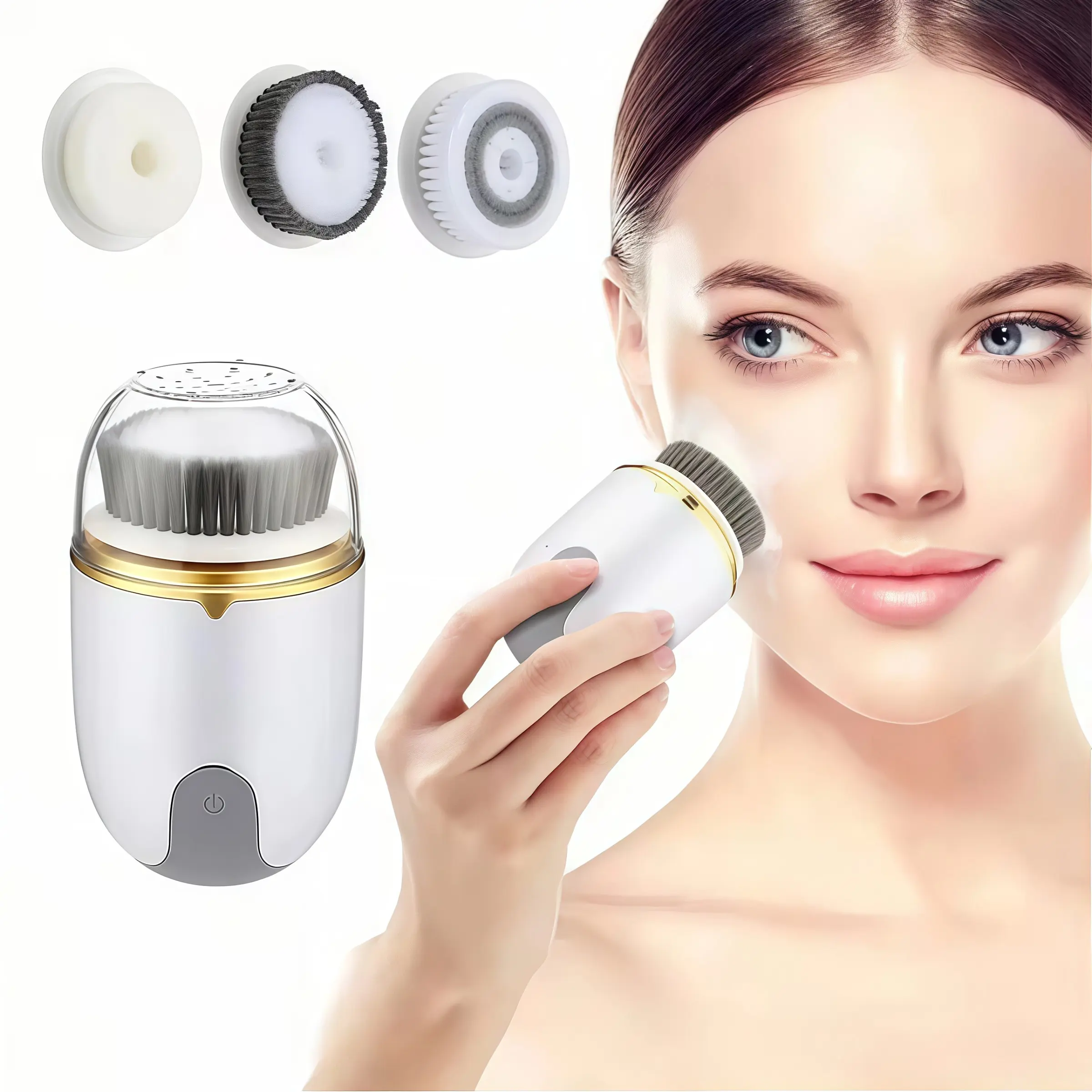 Three-In-One Facial Cleansing Brush, Pore Cleaner, Face Massager, Deep Cleaning Electric Brush, Skincare Tool,  Battery, 300mah, Rechargeable Face Brush