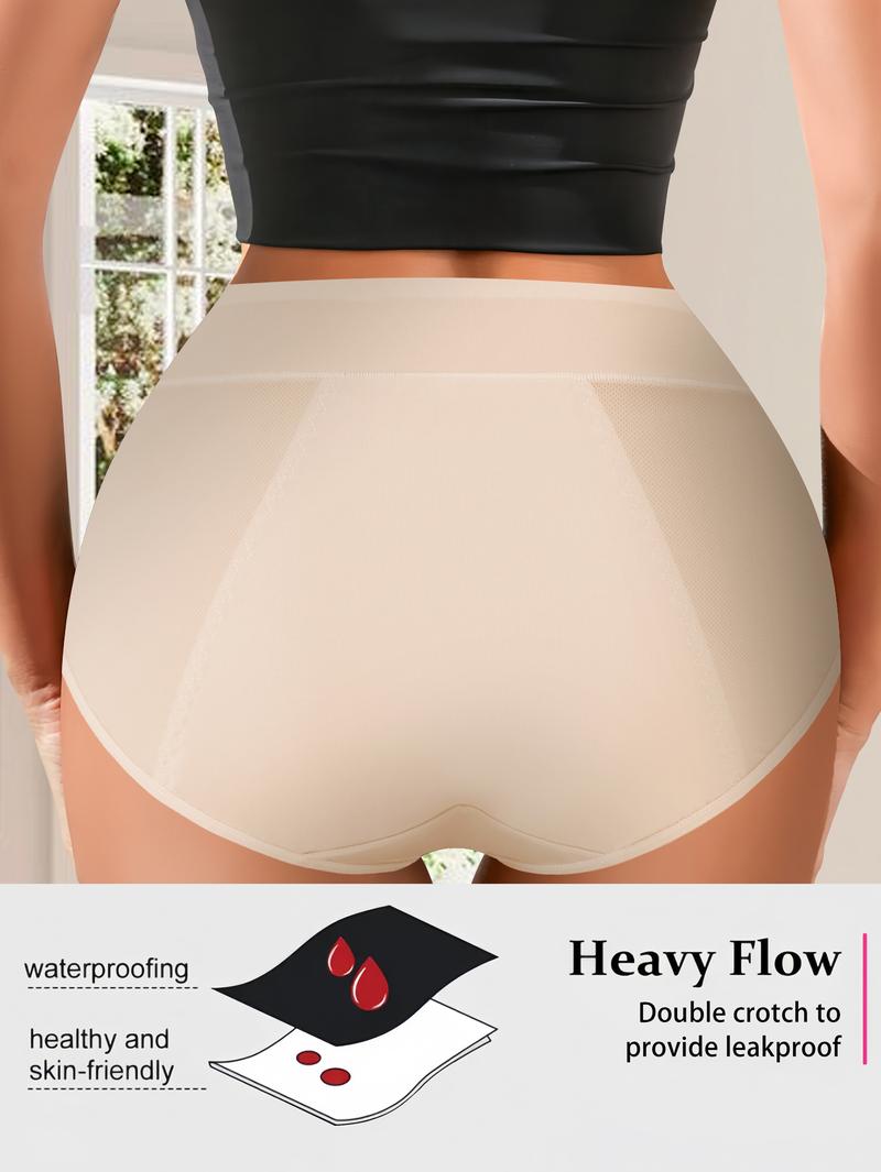 QUASTI 6 PCS Mid Waist Women'S Menstrual Pants, High Stretch Women Body Shaper Underwear, Solid Color Physiological Pants, Breathable Soft Stretchy Womenswear Briefs