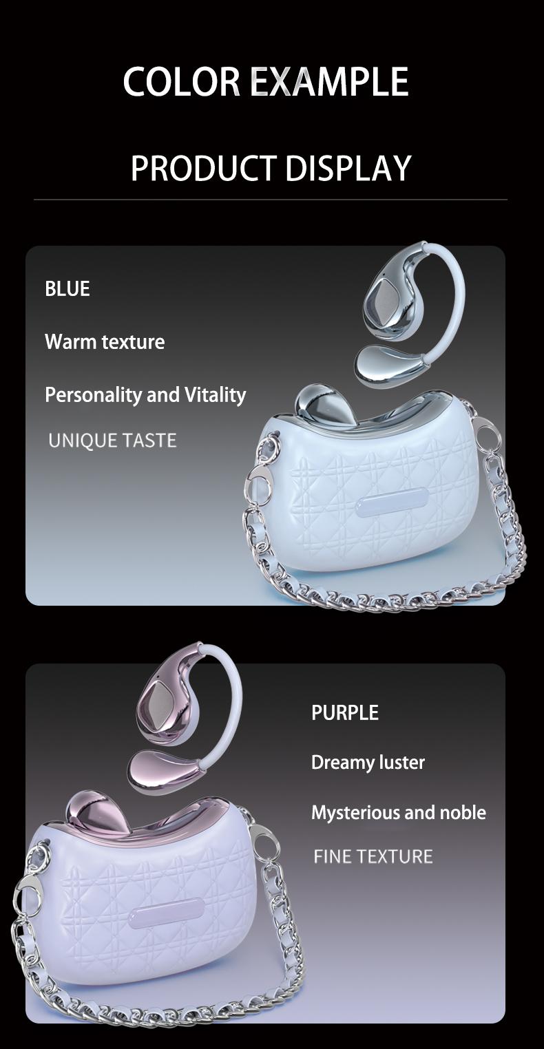 HYUNDAI YX46 Fashionable Open Wear Stereo Earphones Handbag Style Light Luxury Design, Comfortable Fit, Bluetooth 5.4, HIFI Sound, Sport & Travel Ready Perfect Gift for Girlfriend