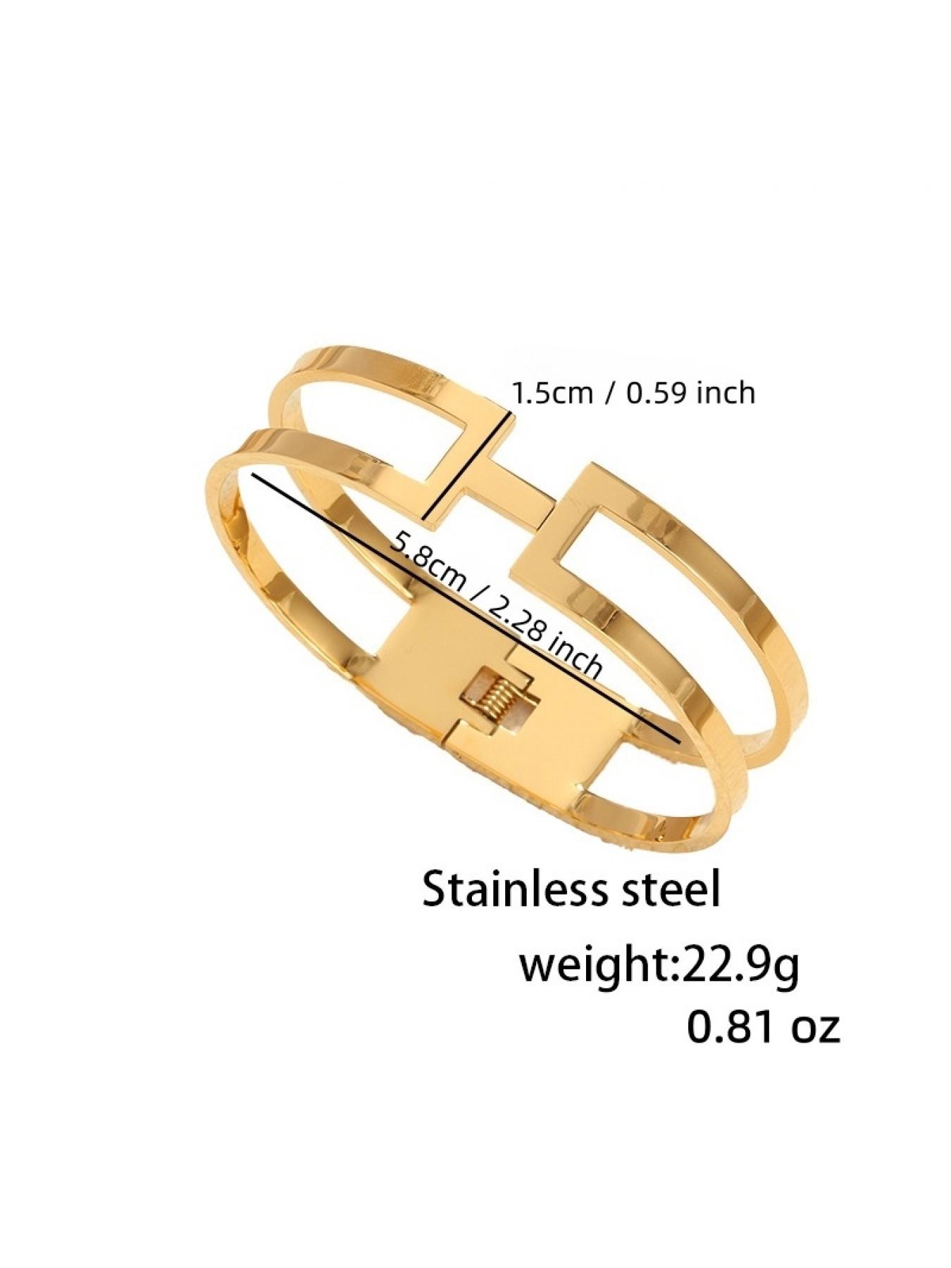 Gold/Silver Tone H Initial Cuff Bangle for Women, Dainty Letter H Open Bracelet, Elegant Everyday Jewelry