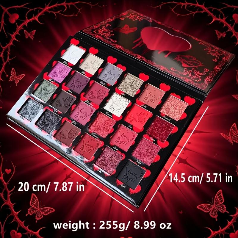 Gothic Butterfly Heart Embossed Large Eyeshadow Palette, Multi-shade Matte, Shimmer & Glitter Eyeshadow Combo, Niche Dark Aesthetic Makeup, Professional Makeup Gift for Makeup Artists