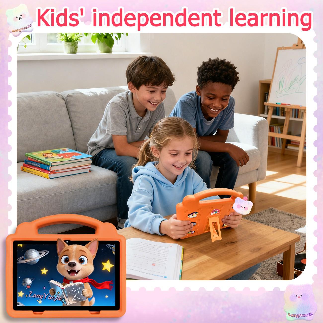 【TikTok Shop Spring New Arrivals】10.1 Inch Android Tablet with Dual Cameras,Shockproof & Dustproof Case, IWAWA Parental Control Learning App,Lightweight Stylish Design, Internet Ready for Daily Family Use, Best Holiday Gift (Adapter Not Included)