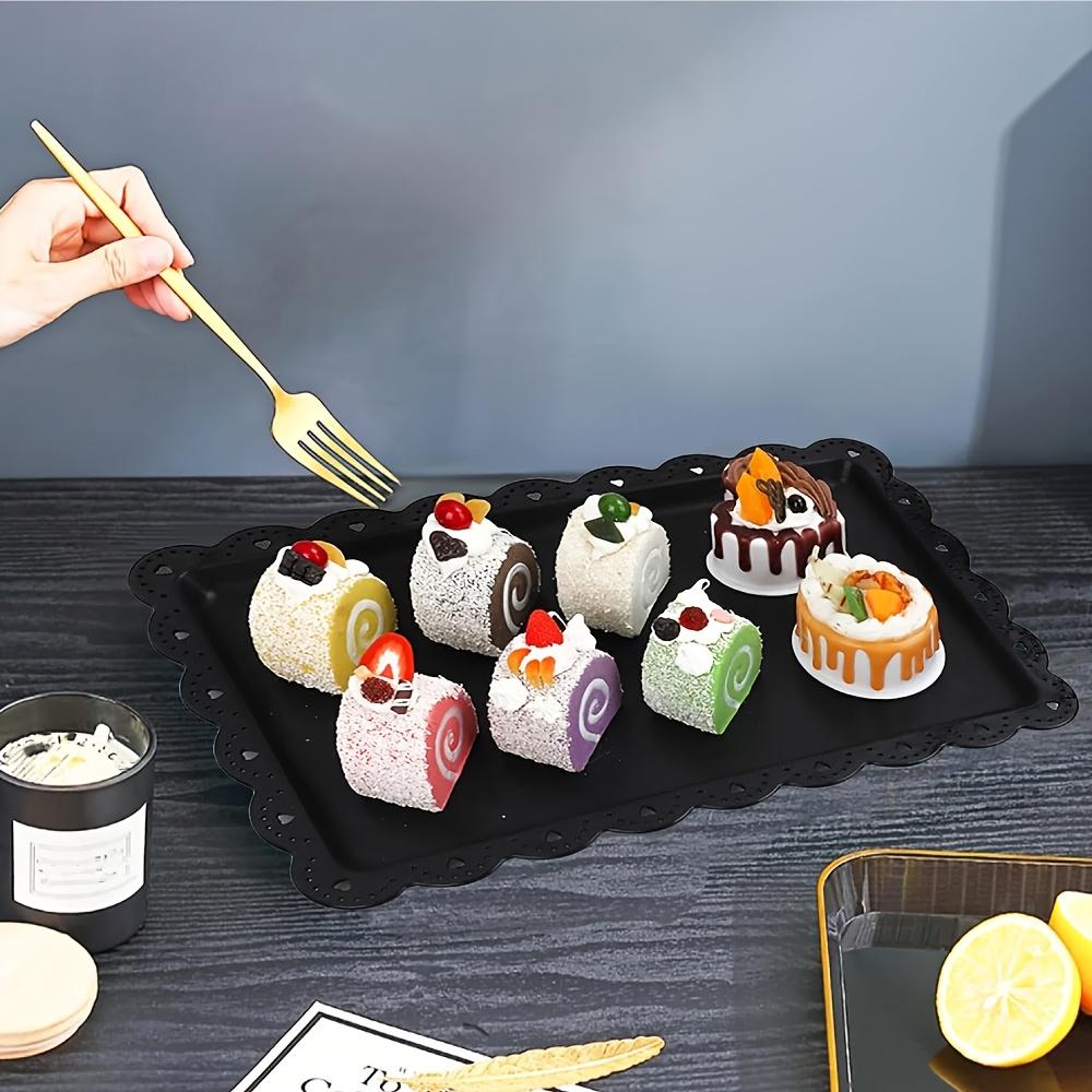 2pcs Plastic Display Trays, Home Fruit Food Tray, European Style Cake Stand, Rectangular Plates, Cupcake Dessert Dish, Party Wedding Snack Plate, Salad Serving Plates