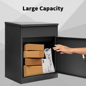 Linor Package Delivery Box for Outside, 17.3''L*13.8''W*22.1''H, Large Galvanized Steel Delivery Box for Packages, Anti-Theft Wall Mounted Mailbox, Lockable Drop Delivery Box for Porch, Curbside Organiser Racks