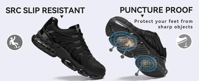 Men's Steel Toe Shoes Sturdy Work Shoes Lightweight Steel Toe Athletic Shoes Safety Shoes Puncture Resistant Composite Toe Outdoorfun