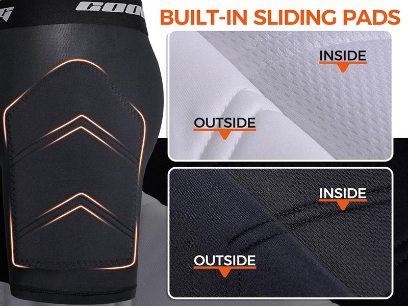 COOLOMG Adult Men Baseball Sliding Shorts with Cup Pocket (NO Cup) Padded Compression Underwear