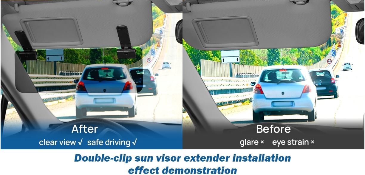 Car Sun Visor Extension, Polarized Sun Visor Extender, Universal Uv400 Sunshade, Adjustable Car Sun Visor, Dual Clip Design, Anti-Glare Diffused Light