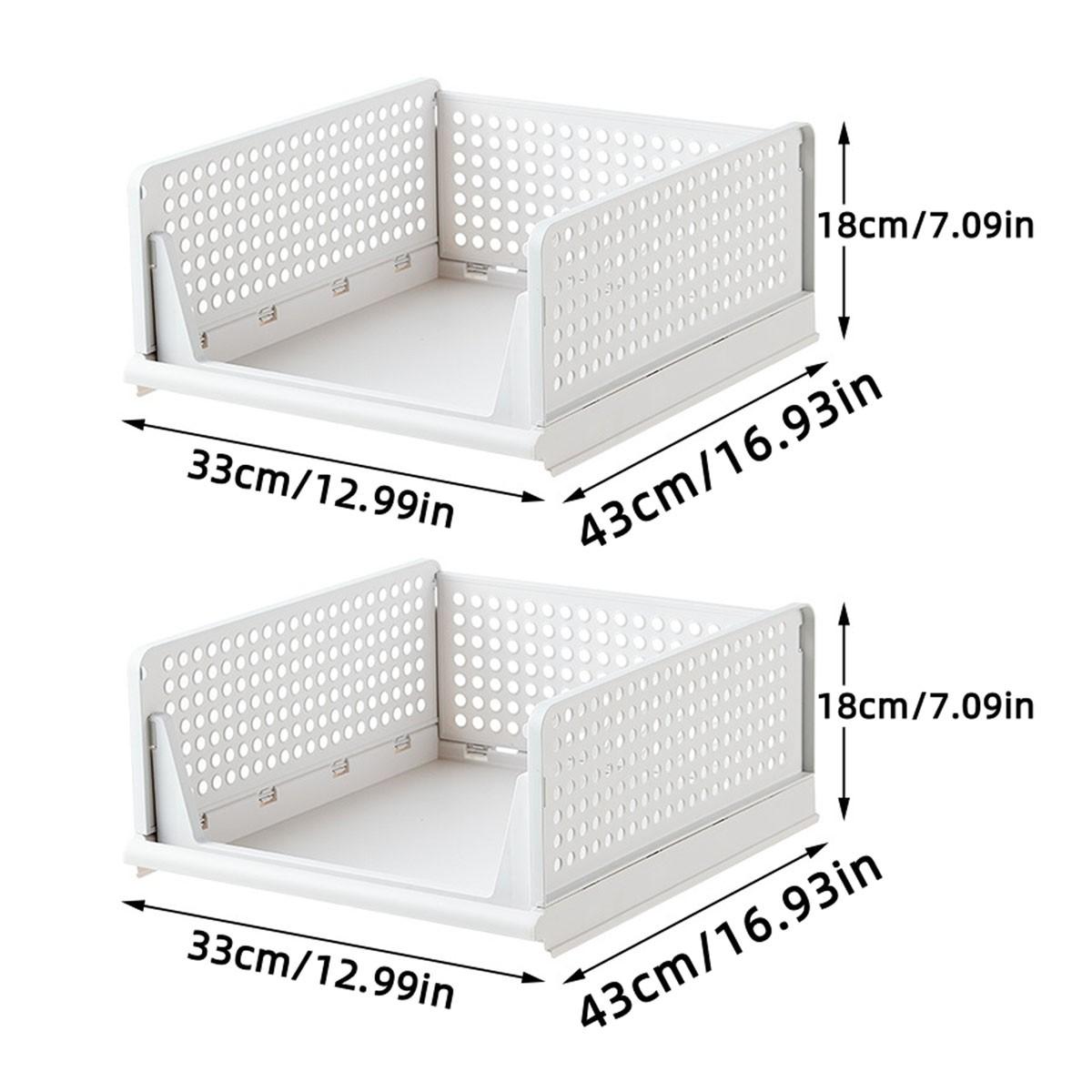 2pcs Multifunctional Foldable Storage Boxes, Space Saving Closet Organizers for Bathroom Kitchen Organization, Drawer Style Plastic Shelves, Folding Storage Bin, Collapsible Stackable Storage