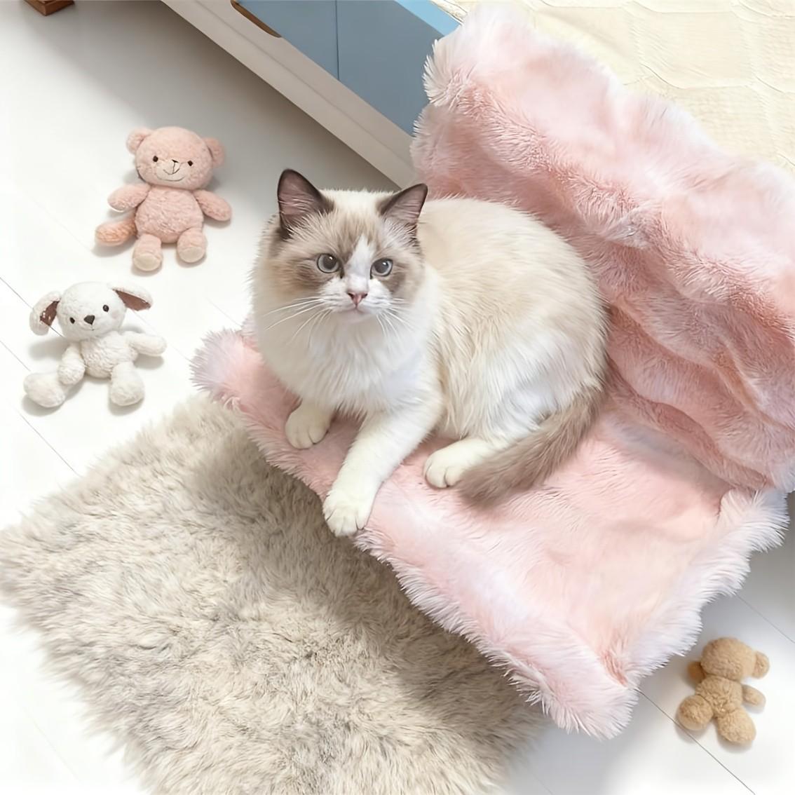 Plush Pet Bedside Hammock, Washable All-Season, Wall-Mounted, Fits Sofa/bed/window, Small Cat/dog Soft Pad, Portable & Easy Clean