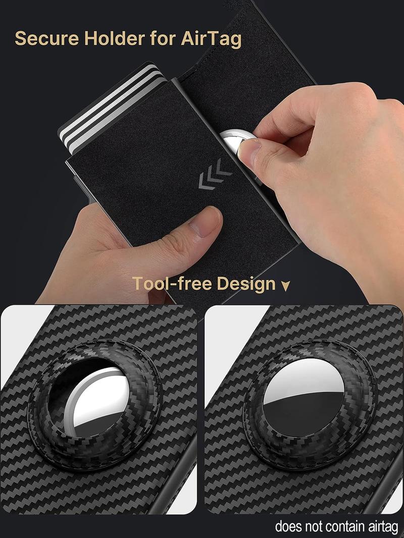 Men's Smart Wallet for AirTag: Leather/Carbon Fiber, RFID, Slim (9-14 Cards), ID/Cash Slot (AIRTAG NOT INCLUDED) wallet men Business Minimalist Bifold