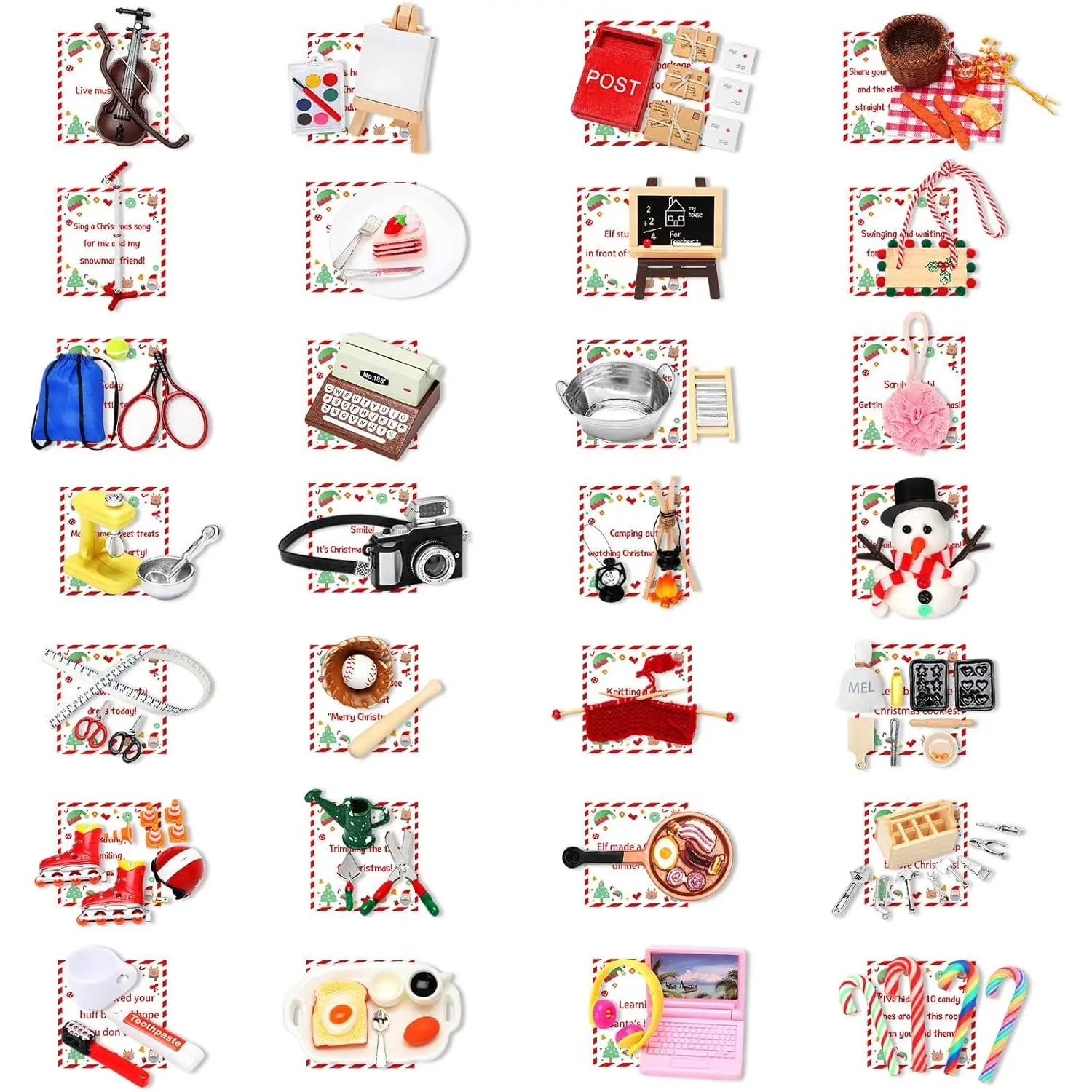 28 Day Christmas Kit Adventure Props Advent Calendar 2026 Scenes Christmas Activities Accessories Gifts 80+ Props Planning Calendar Doll Decor (Doll Not Included)