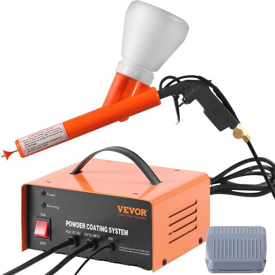 VEVOR Powder Coating System, 50KV Electrostatic Output Powder Coating Kit with Foot Switch, Spray Gun, Nozzles and Powder Cups, Powder Coating Equipment for Home DIY and Commercial Production