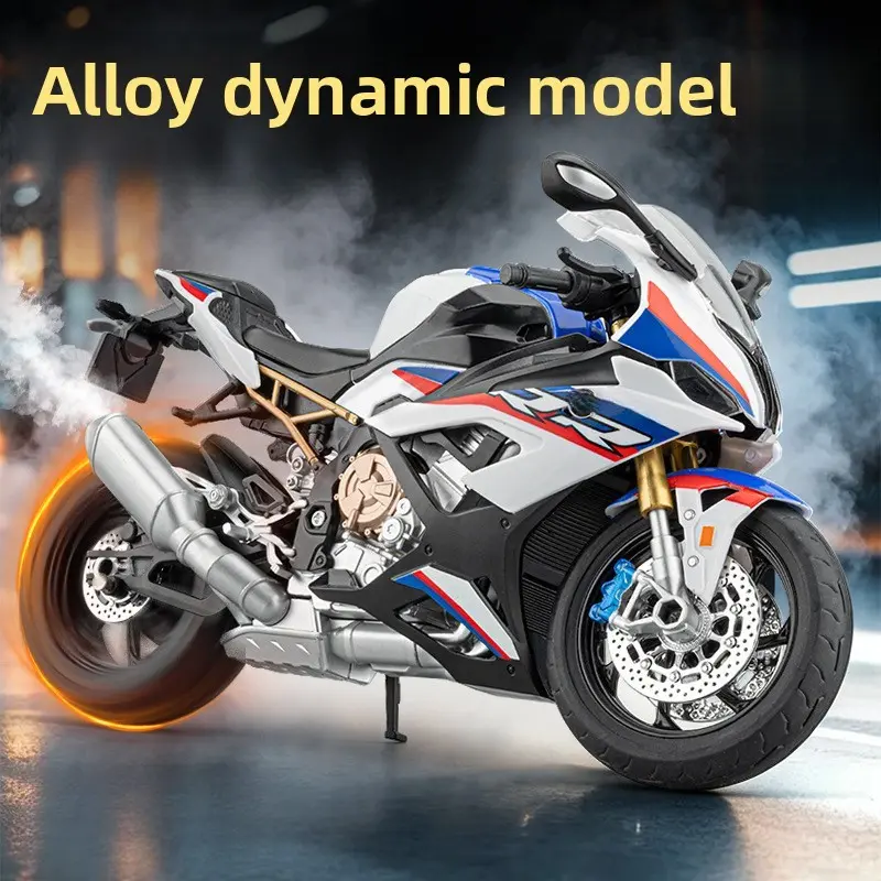 New Alloy Cast Super Motorcycle Model, Dual Trigger/remote Control, Spray Function, Rotatable Rear Wheel, Light & Sound Simulation, Collectible Desktop Decor, Gift for Bike Enthusiasts