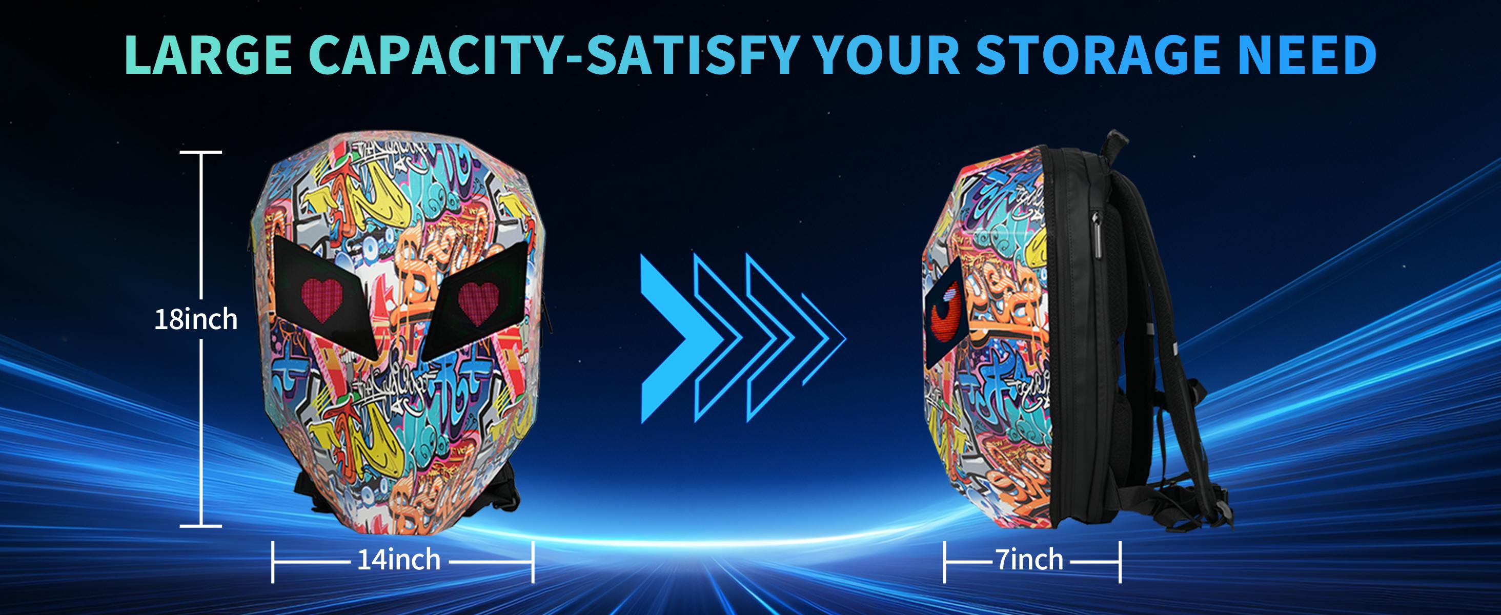 19" LED Motorcycle Backpack, Waterproof Hard Case Bag Animated Digital Laptop Backpack with ProgrammableMoving Eyes, DlY Backpack for Cycling,Perfect Gift Stylish Daypack backpack backpacks for women backpacks for men backpacks for school 19" LED Motorcycle Backpack, Waterproof Hard Case Bag Animated Digital Laptop Backpack with ProgrammableMoving Eyes, DlY Backpack for Cycling,Perfect Gift Stylish Daypack backpack backpacks for women backpacks for men backpacks for school