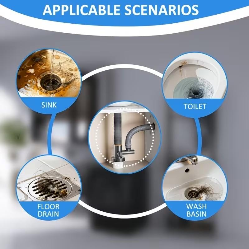 Drain Pipe Cleaning Set, Powerful Unclogging Solution, Safe Formula for Toilets, Bathrooms and Kitchens, Quick Blockage Removal, Drain Cleaner Powder